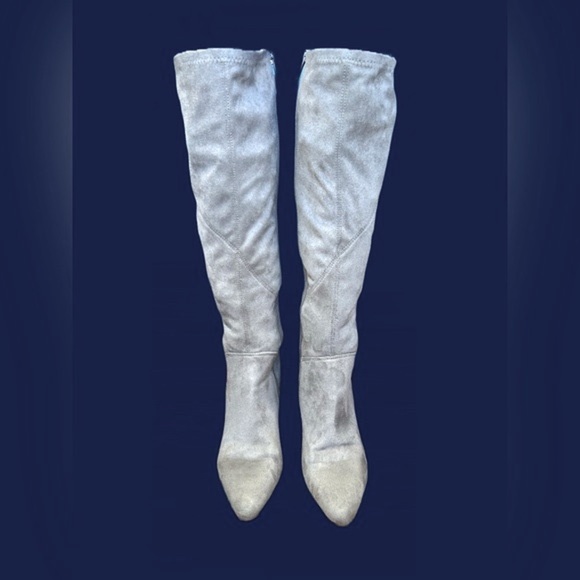 Franco Sarto Gray Faux Suede Flavia Over the Knee Boots w/ Chunky 3” Heel 7 1/2M - Picture 4 of 14